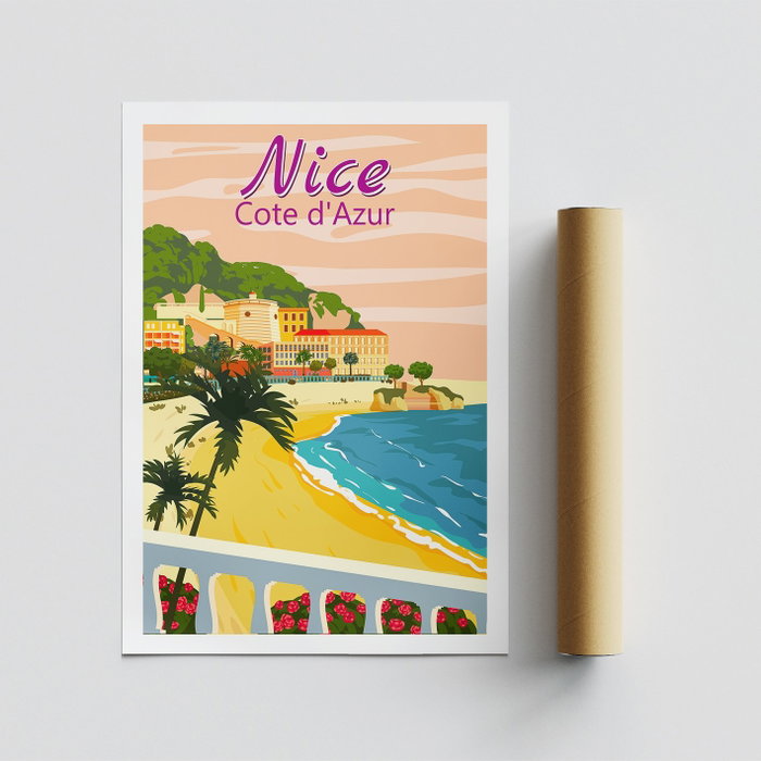 Wallity Póster A3 "Nice Cote D'Azur - 1997", 29,7 x 42 cm, Acabado Satido 100% Mate, Sin Enmarcar